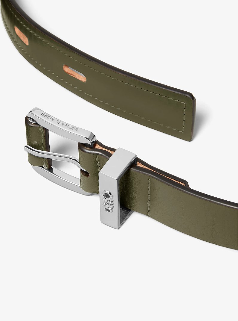 Cutout Leather Blend Belt in IVY | Michael Kors