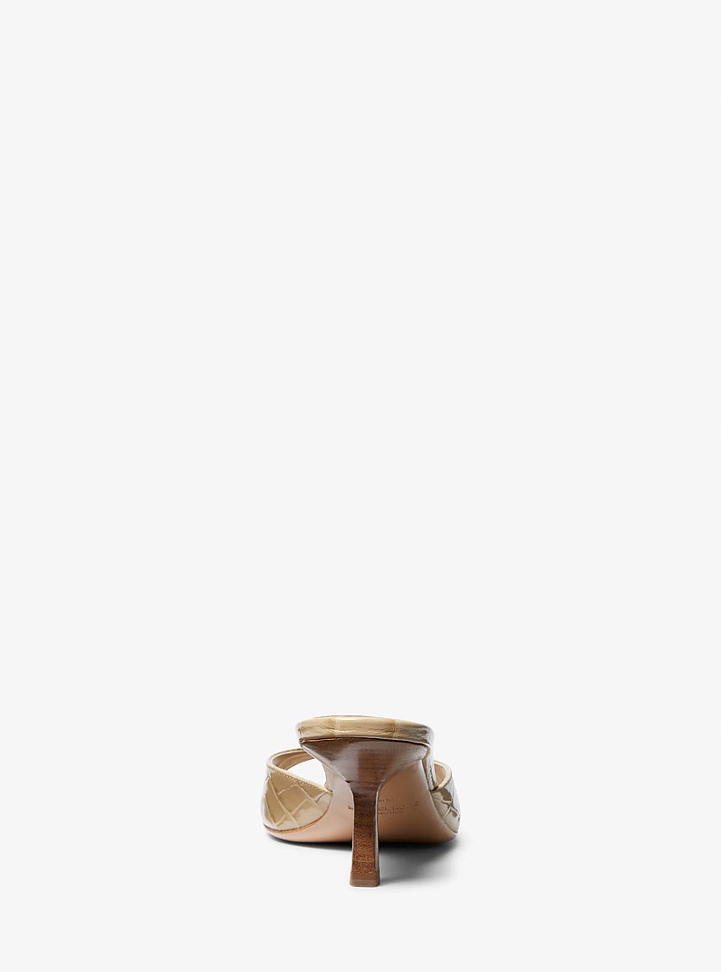 Anita Crocodile Embossed Leather Sandal in DUNE | Michael Kors