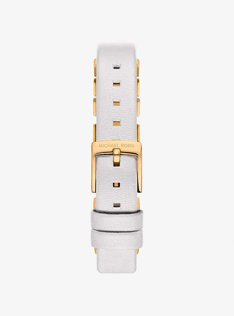 Mini Darrington Gold-Tone and Leather Watch in OPTIC WHITE | Michael Kors