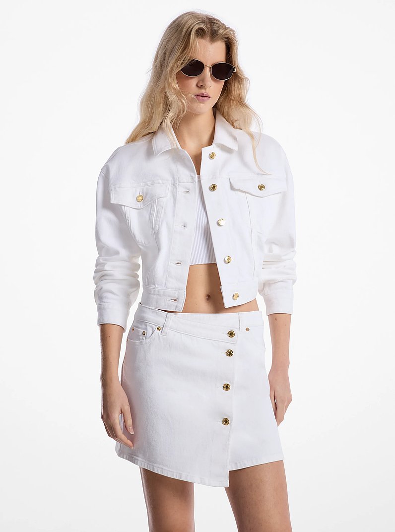 Stretch Denim Jacket in OPTIC WHITE | Michael Kors