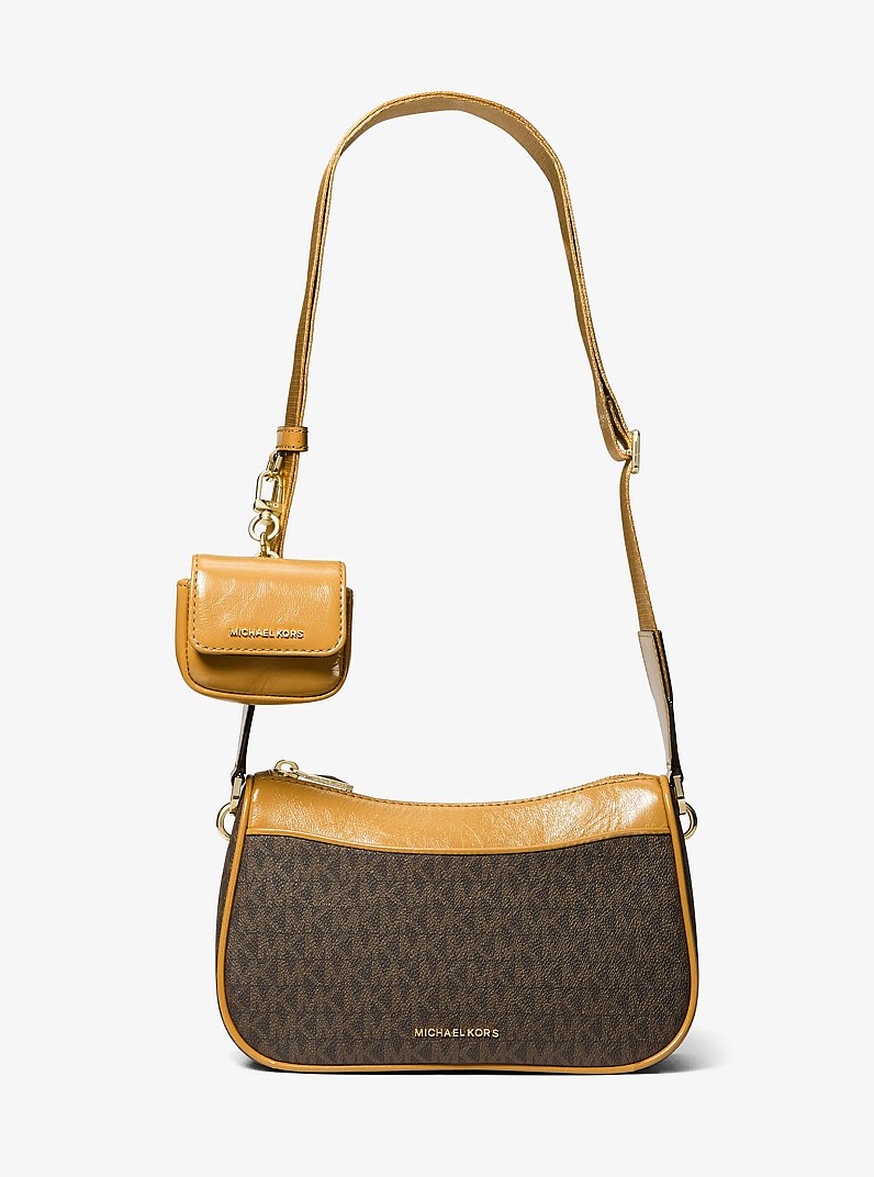 Jet Set Medium Logo and Leather Crossbody Bag with Case for Apple Airpods Pro&reg;