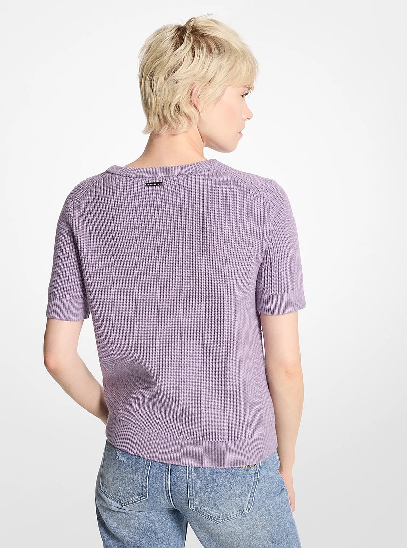 Wool Short-Sleeve Sweater in SWEET LILAC | Michael Kors