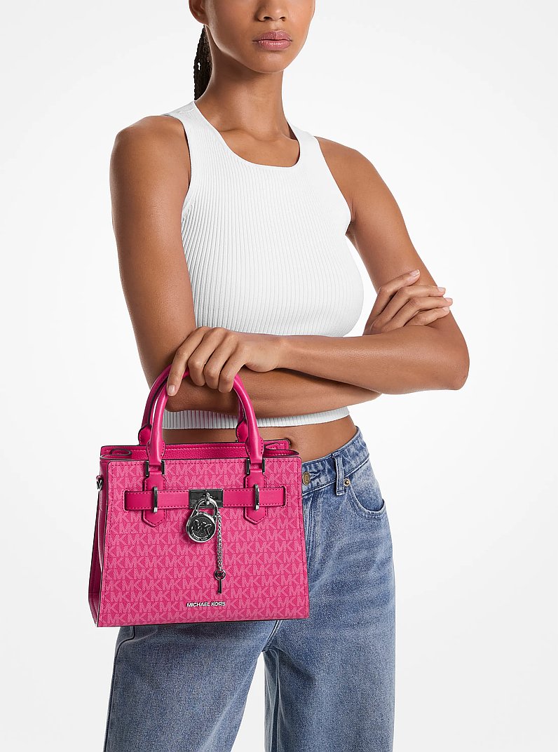 Hamilton Small Signature Logo Satchel in DRAGONFRUIT | Michael Kors