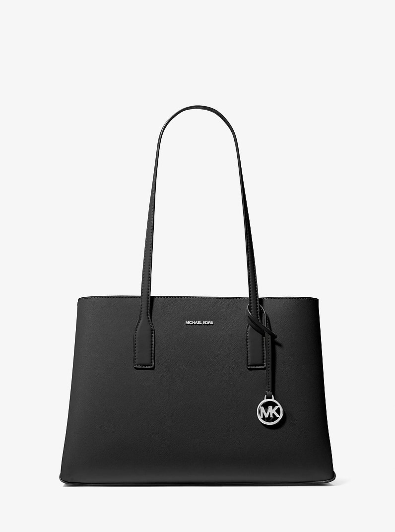 Ruthie Medium Saffiano Leather Tote Bag in BLACK | Michael Kors
