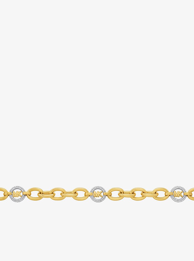 Gliederhalskette mit MK&nbsp;Pop-Details mit Pav&eacute; in ZWEIFARBIG | Michael Kors