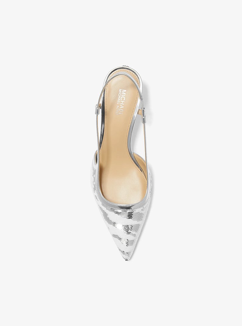 Alora Sequined Zebra Slingback Pump in OPTIC WHITE/SILVER | Michael Kors