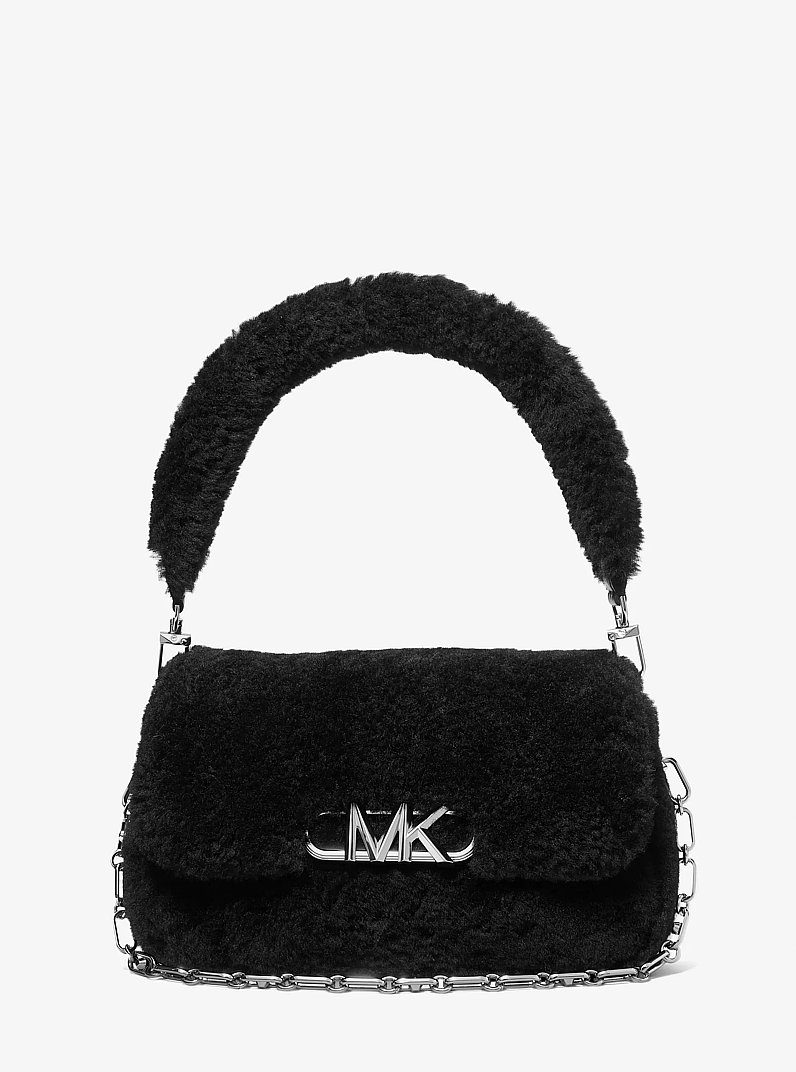 Schultertasche Parker Medium aus Lammfell und Leder