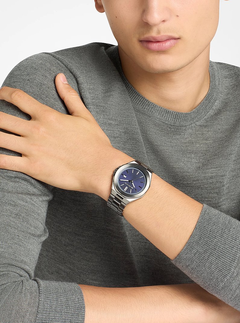 Montre Callum surdimensionn&eacute;e gris acier in NOIR | Michael Kors