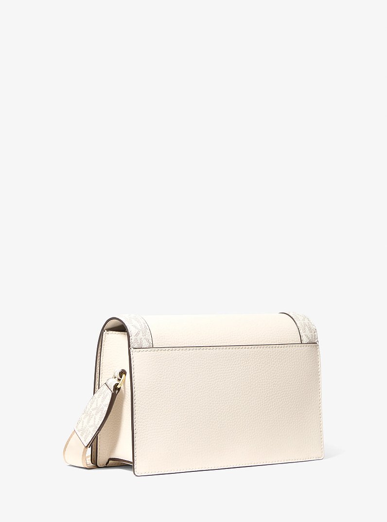 Jet Set Large Pebbled Leather and Signature Logo Crossbody Bag in LT CRM MULTI | Michael Kors