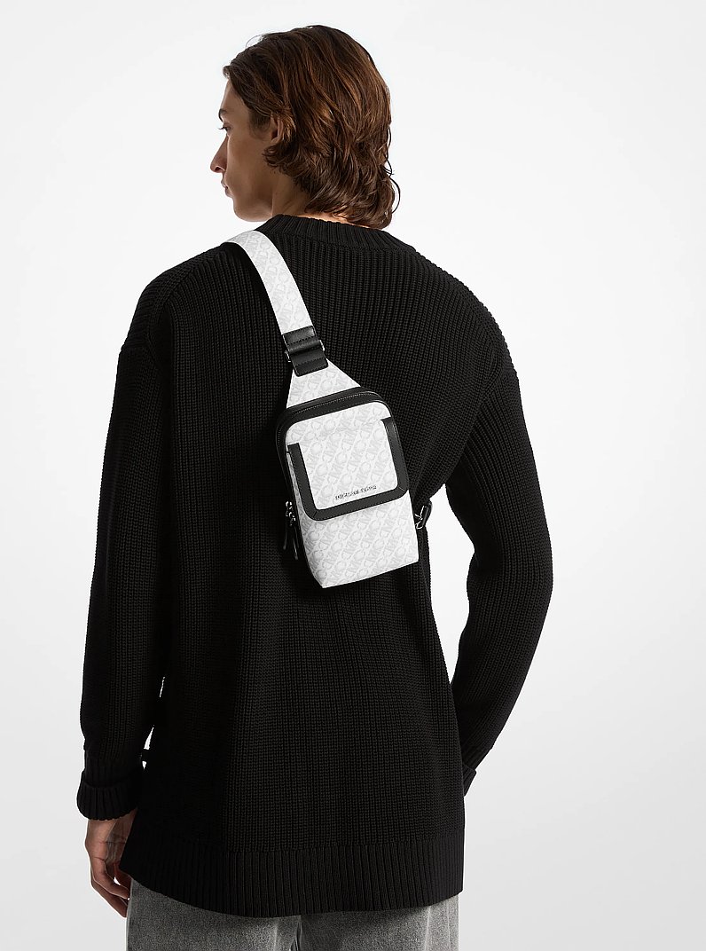 Hudson Empire Monogram Sling Pack in OPTIC WHITE | Michael Kors