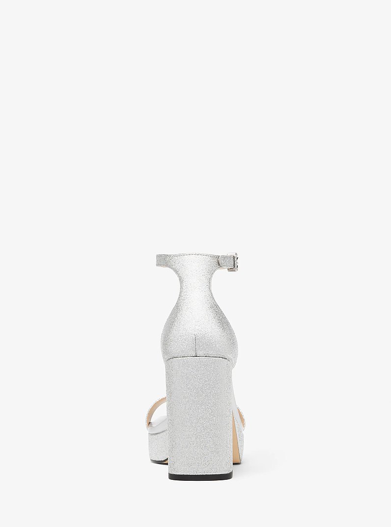 Sandalo Merriam in pelle con plateau e glitter in ARGENTO | Michael Kors