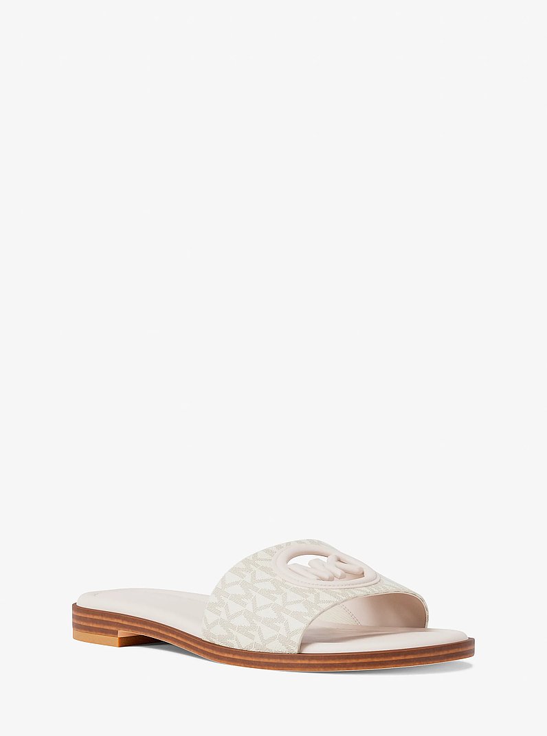 Carissa Signature Logo Slide Sandal in VANILLA COMBO | Michael Kors
