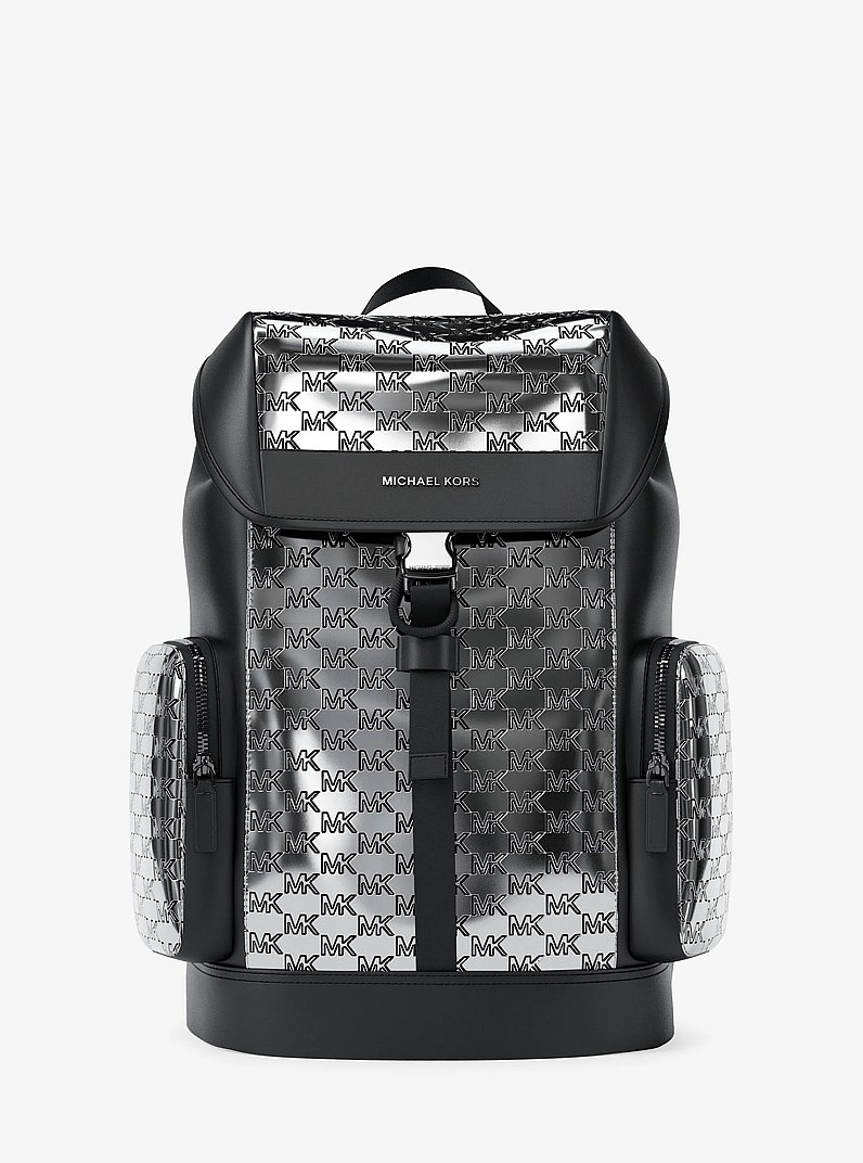 Cooper Medium Metallic Logo Debossed Backpack in SILVER - Sale