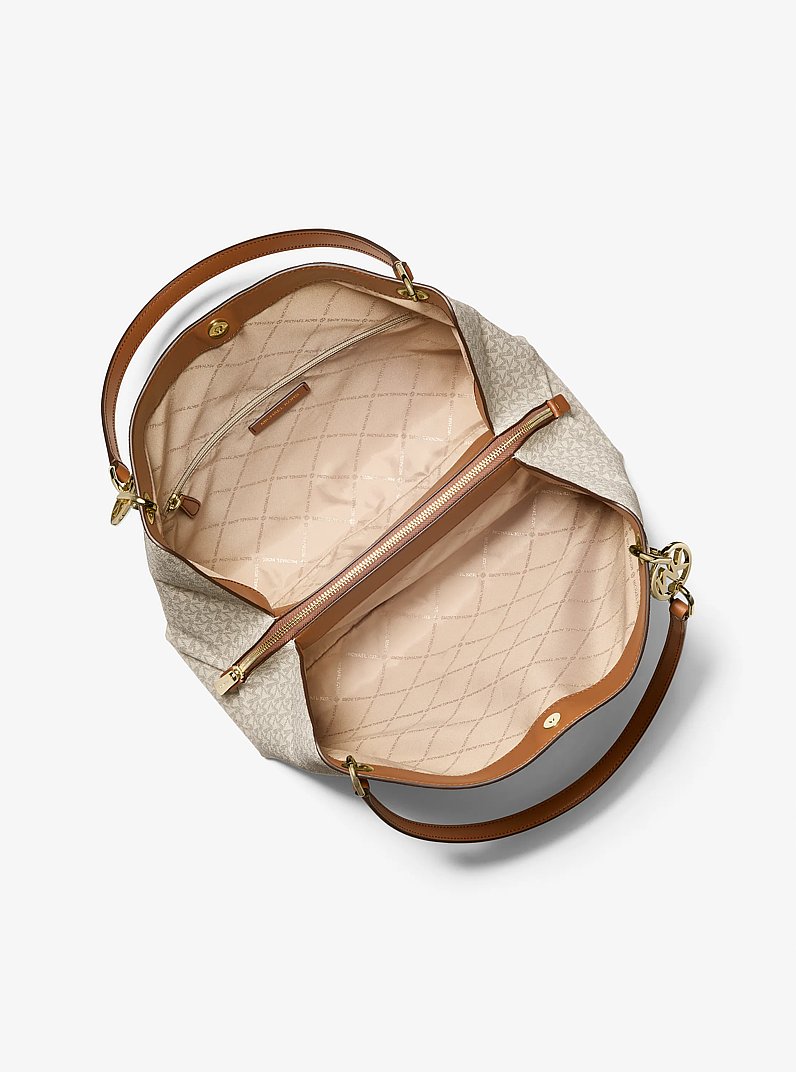 Christina Large Signature Logo Shoulder Bag in VANILLA | Michael Kors