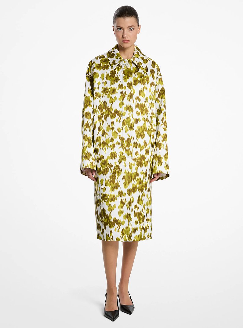 Balmacaan oversize de sat&eacute;n chin&eacute; floral in [3449] | Michael Kors