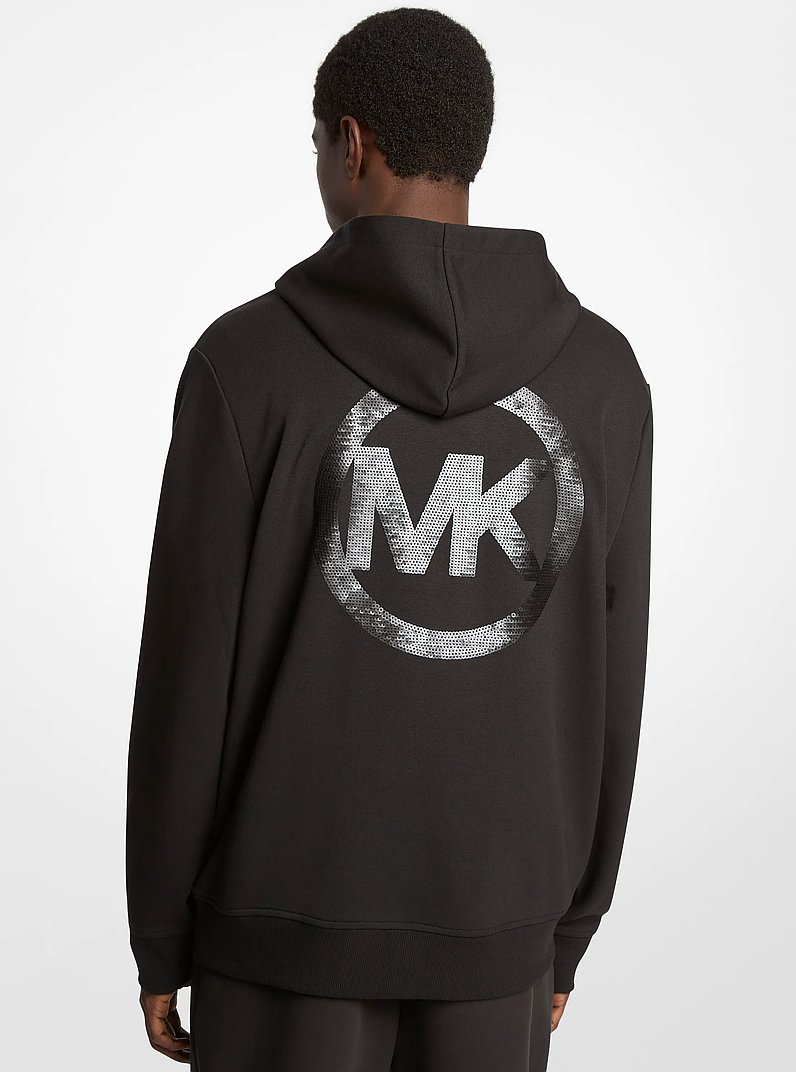 Embellished Logo Cotton Blend Hoodie in BLACK - Sale | Michael