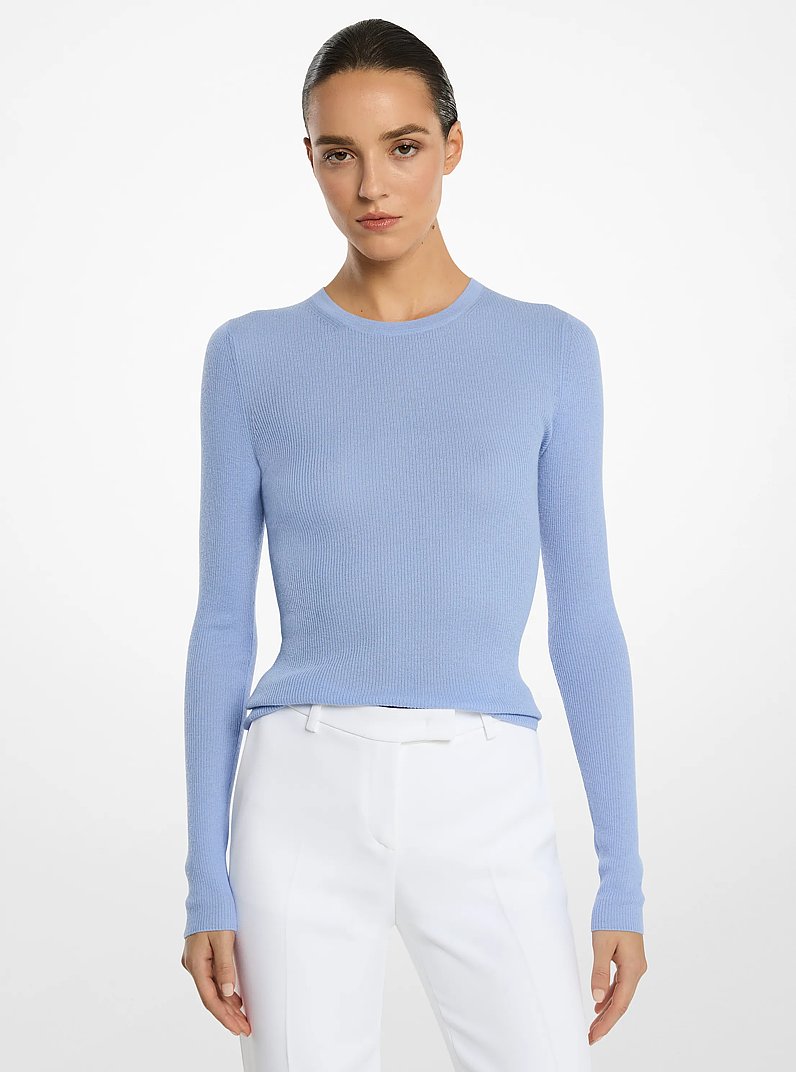 Hutton Featherweight Cashmere Sweater in ICE BLUE | Michael Kors