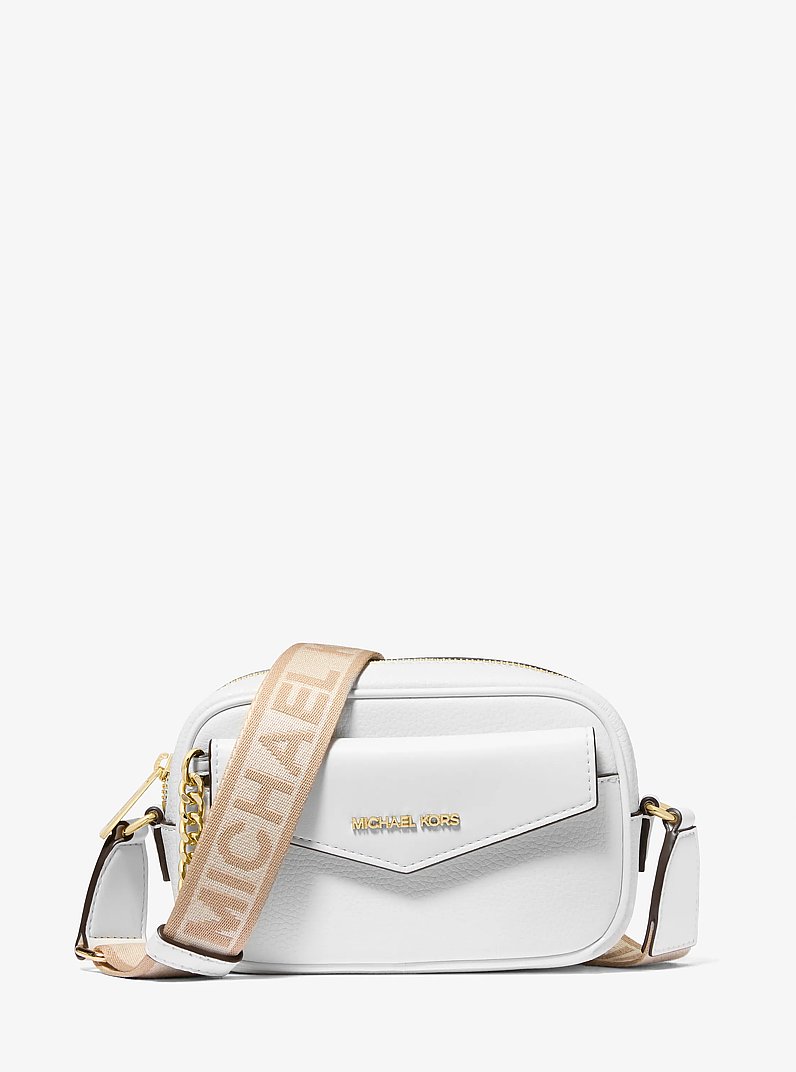 Maisie Small Pebbled Leather 2-in-1 Camera Bag in OPTIC WHITE | Michael Kors
