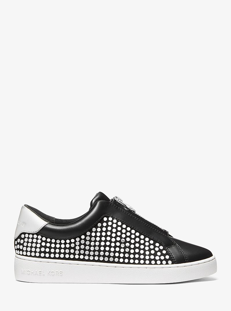 Keaton Studded Zip-Up Sneaker in BLACK | Michael Kors