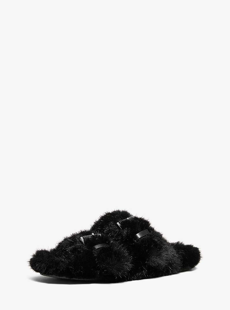 Byers Faux Fur Slide Sandal in BLACK | Michael Kors