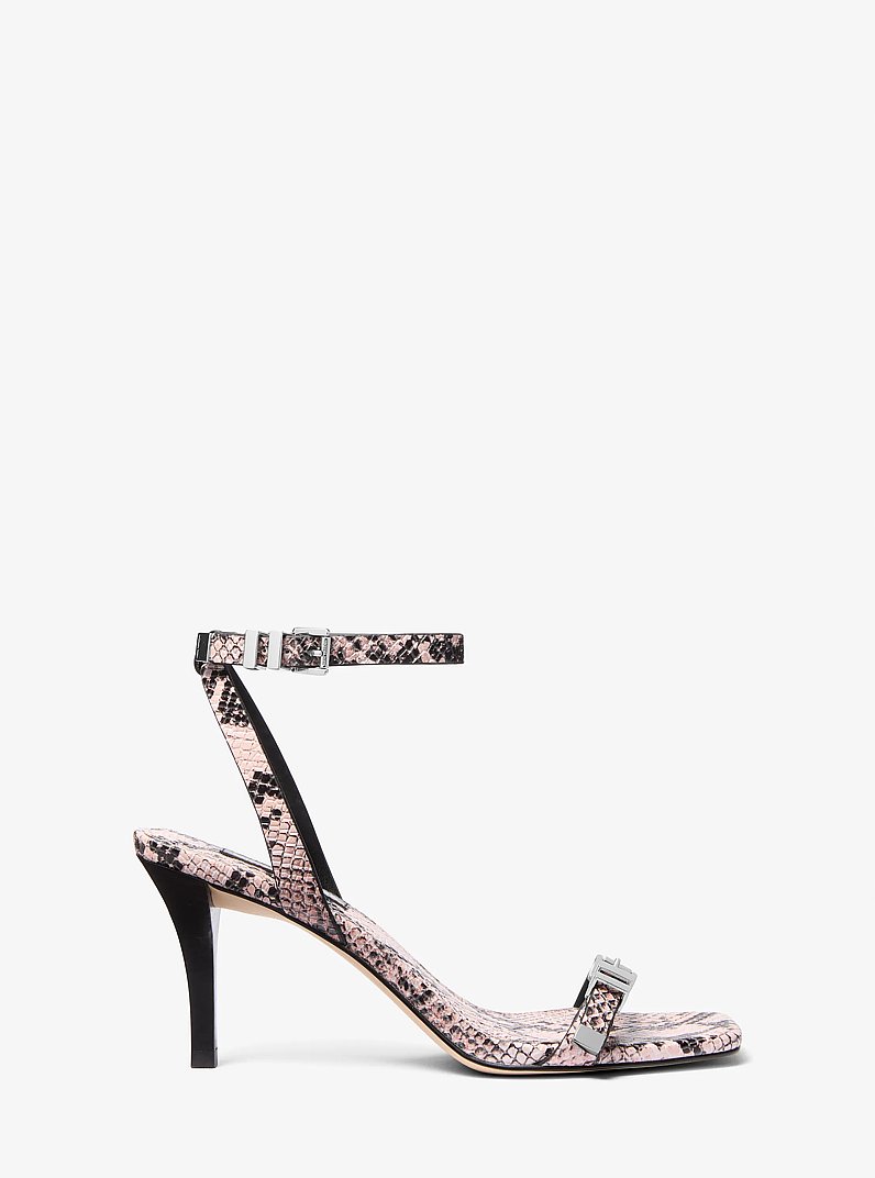 Darrington Snake Embossed Leather Sandal in SMOKEY ROSE | Michael Kors
