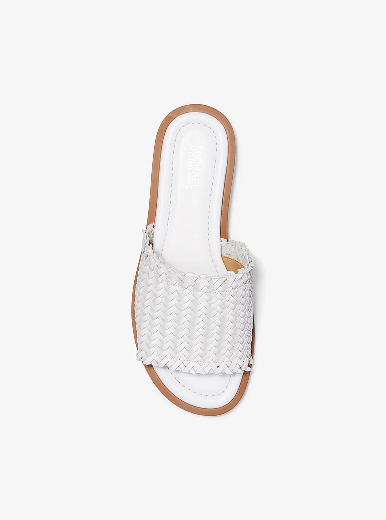 Sandale &agrave; enfiler Dee en cuir tress&eacute; in BLANC OPTIQUE | Michael Kors