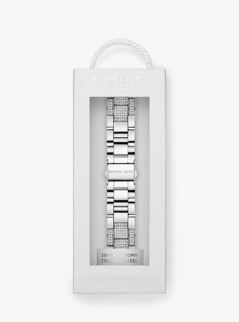 Pav&eacute; Silver-Tone Strap For Apple Watch&reg; in SILVER | Michael Kors