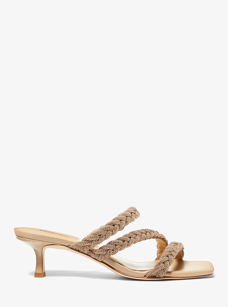 Celia Embellished Kitten Sandal in CAMEL | Michael Kors
