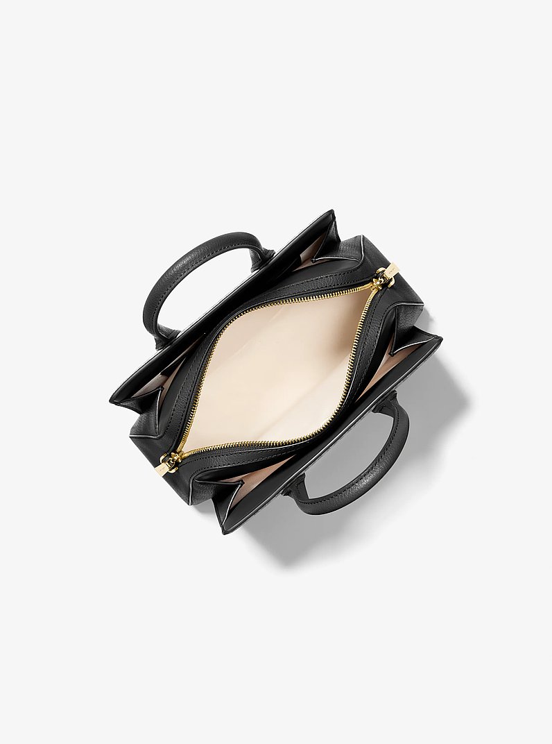 Laila Small Pebbled Leather Satchel in BLACK | Michael Kors