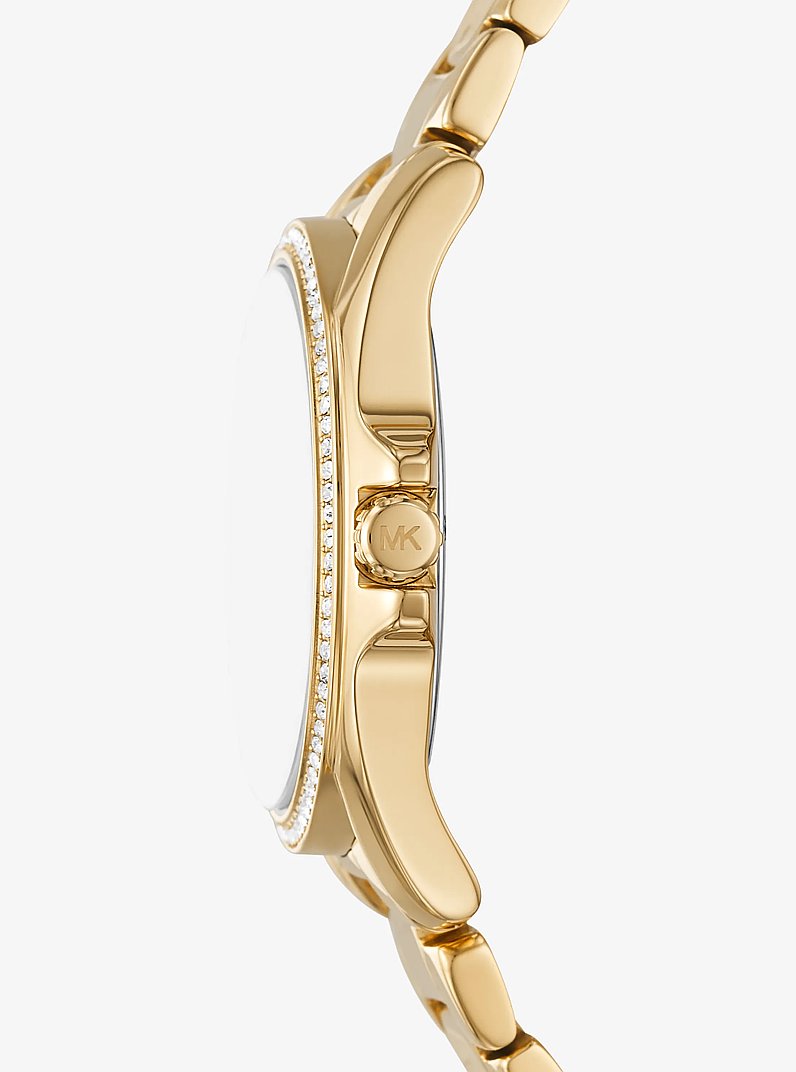 Kaycie Pav&eacute; Gold-Tone Watch