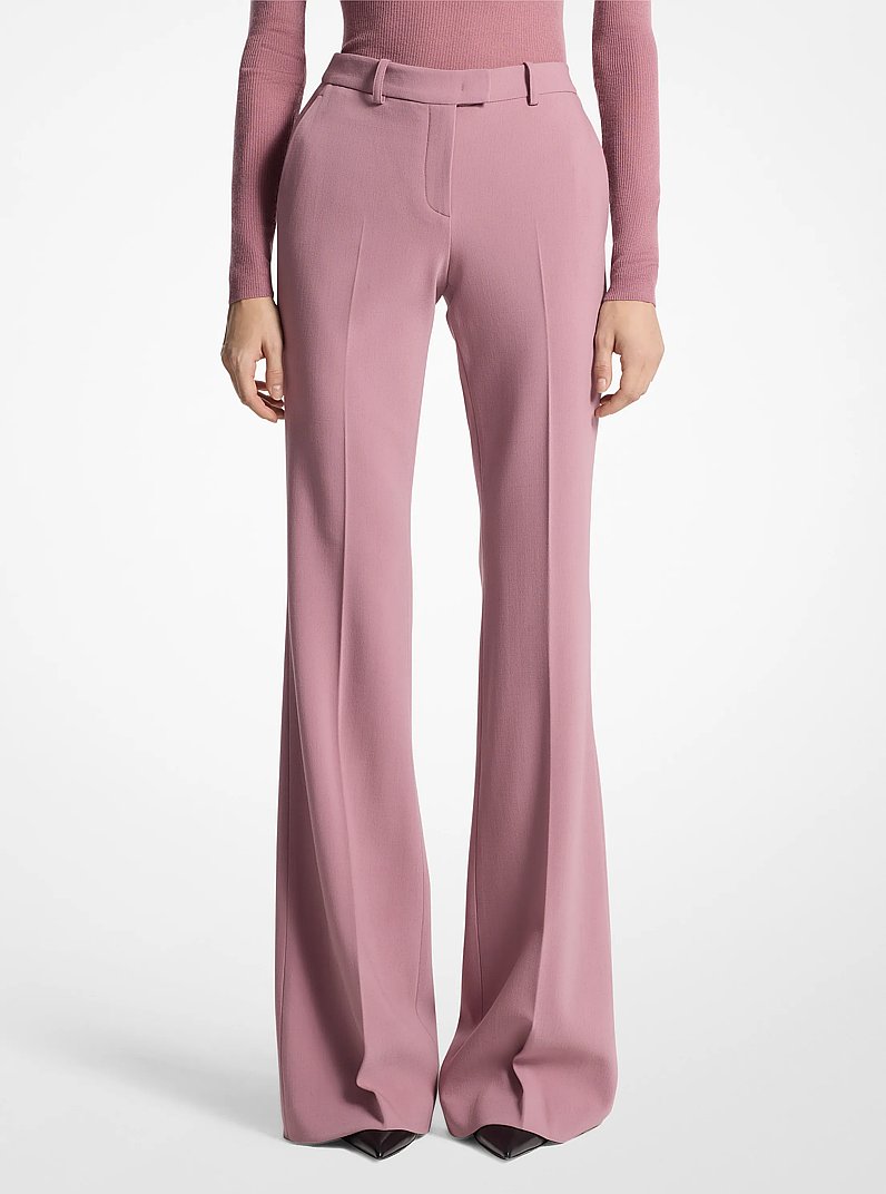 Haylee Stretch Pebble Crepe Flared Trousers in MAUVE | Michael Kors