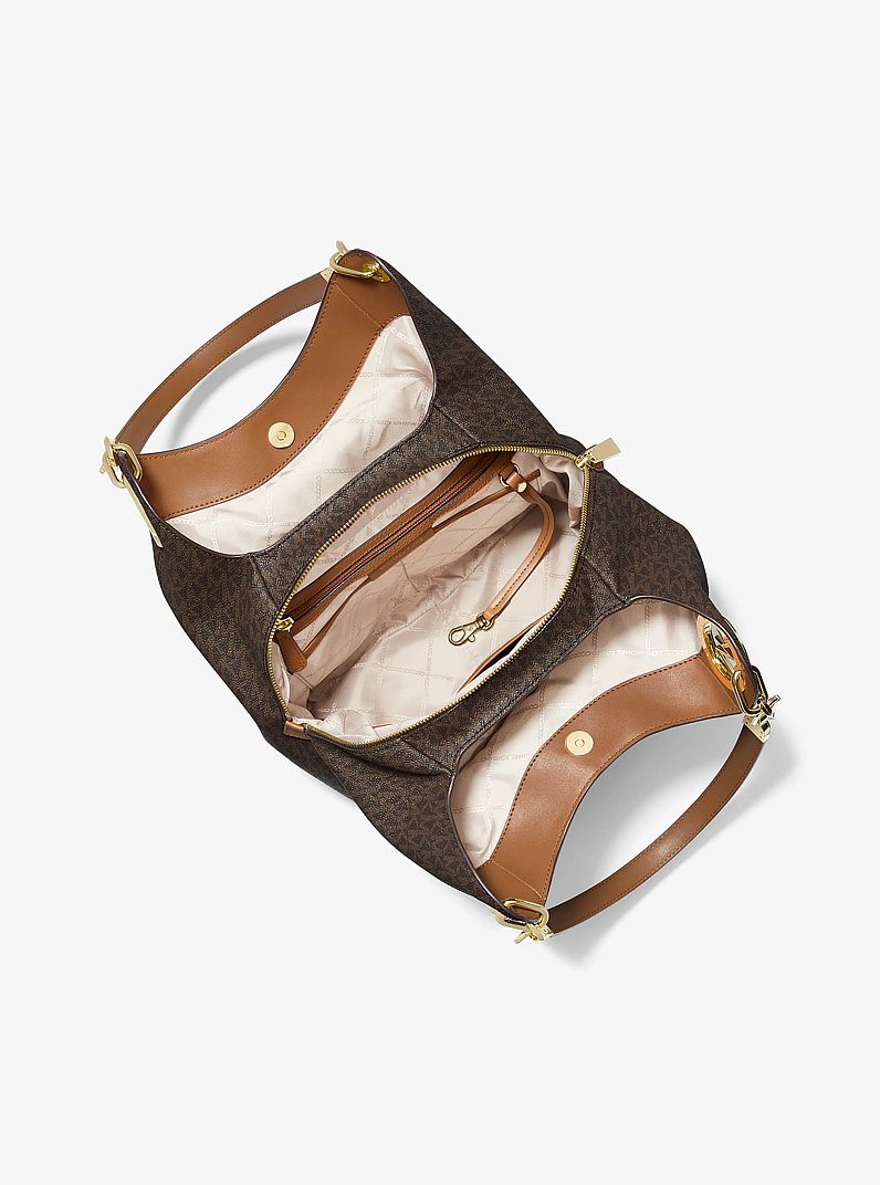 Bolso de hombro Lillie grande con logotipo in MARR&Oacute;N/BELLOTA | Michael Kors