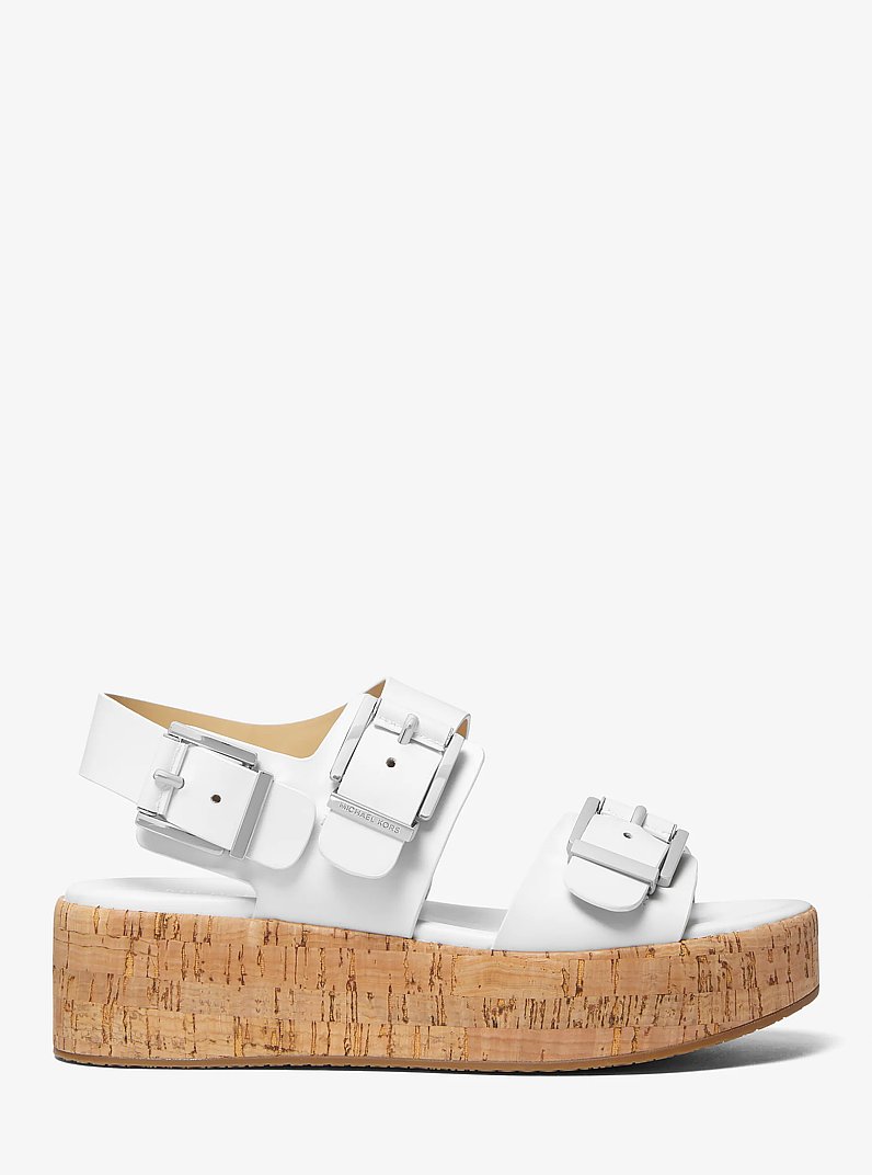 Sandalia Colby de piel con plataforma plana in BLANCO INTENSO | Michael Kors