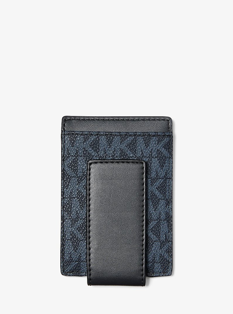 Cooper Signature Logo Money Clip Card Case in ADMRL/PLBLUE | Michael Kors