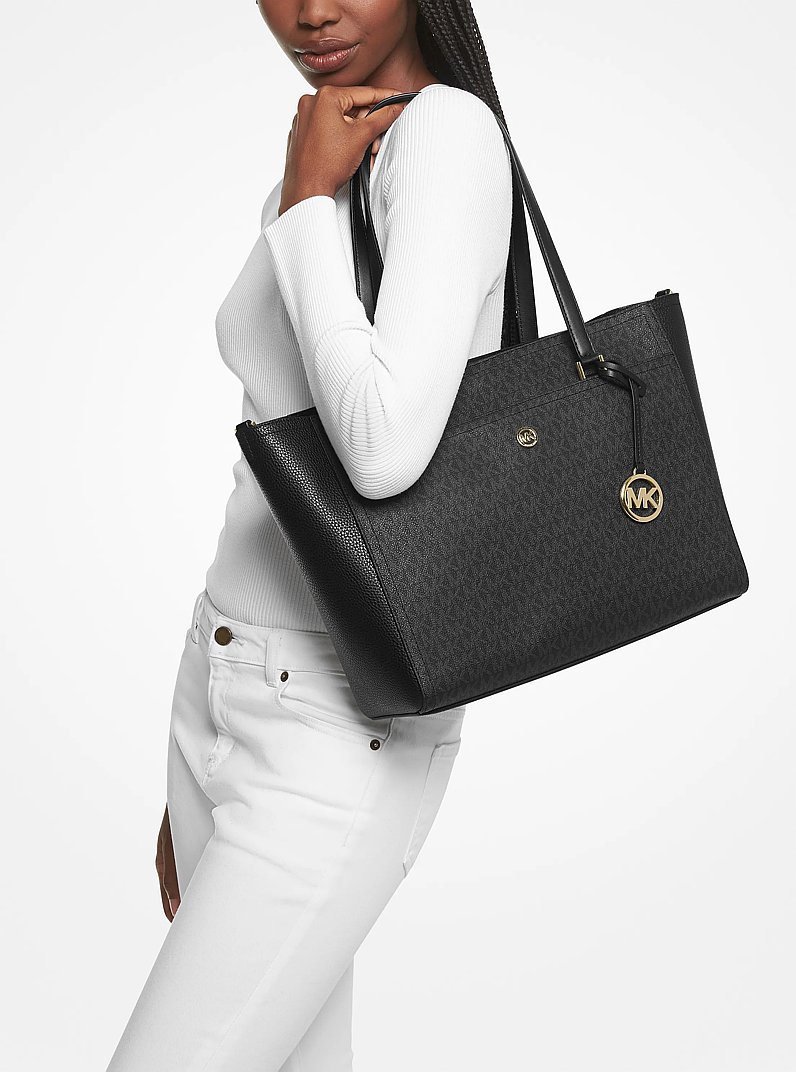 Maisie Large Logo 3-in-1 Tote Bag in BROWN | Michael Kors