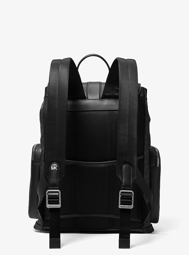 Hudson Signature Logo and Leather Cargo Backpack in BLACK | Michael Kors