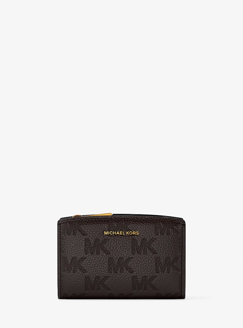 Portefeuille Bryant de taille moyenne en cuir &agrave; relief &agrave; logo in CHOCOLAT | Michael Kors