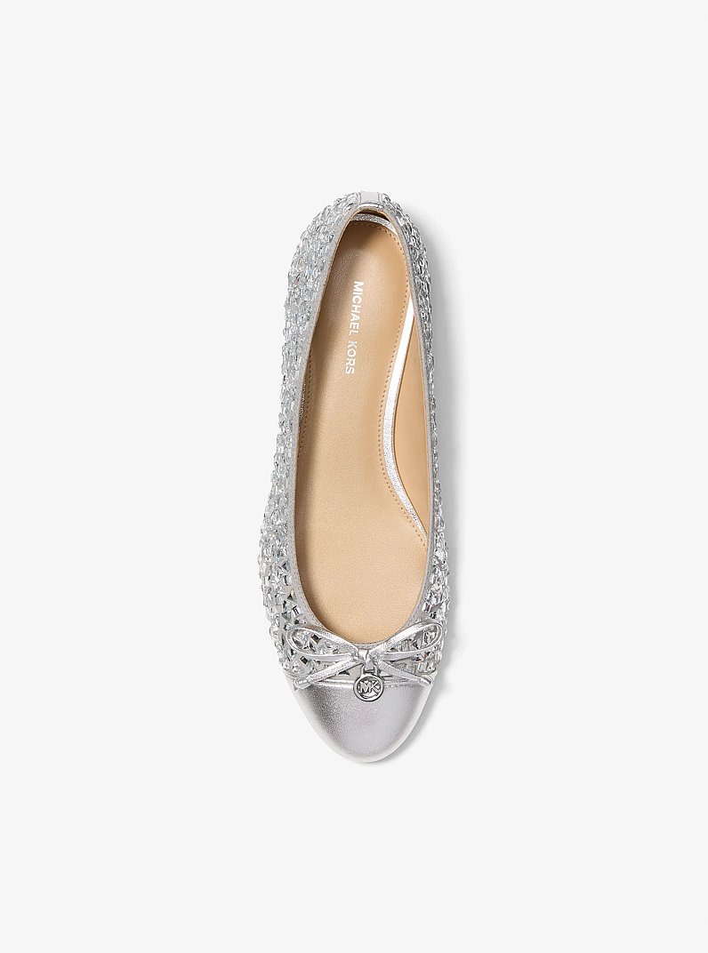 Piper Flex Embellished Metallic Ballet Flat in NICKEL | Michael Kors
