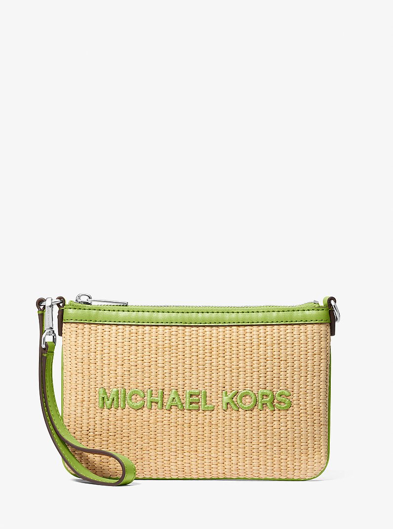 Jet Set Travel Small Woven Wristlet in LIME | Michael Kors