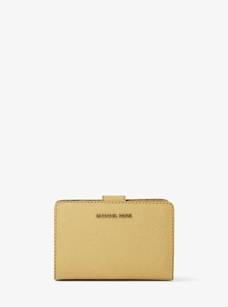 Medium Crossgrain Leather Wallet in HONEY | Michael Kors