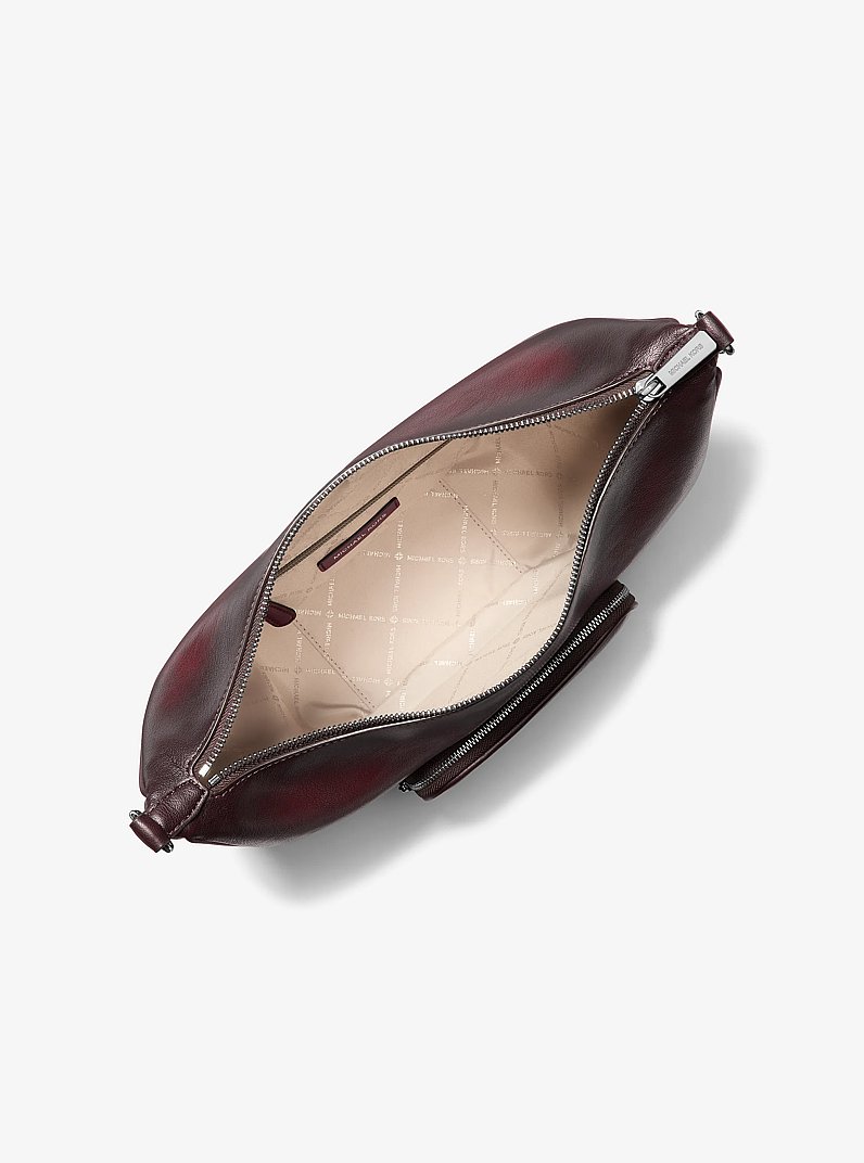 Merritt Medium Burnished Convertible Shoulder Bag in BORDEAUX | Michael Kors