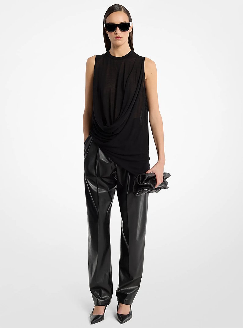 Draped Rayon and Cashmere Top in BLACK | Michael Kors