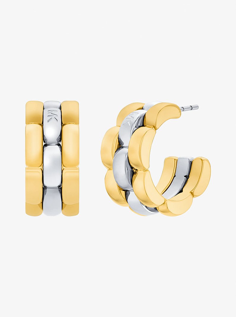 Two-Tone 3-Link Huggie Earrings in TWO TONE | Michael Kors