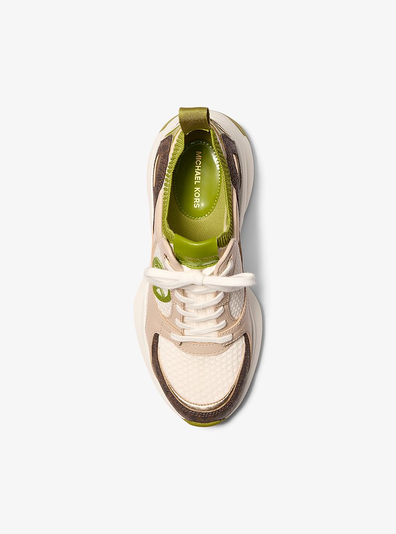 Zuma Mixed-Media Trainer in MEADOW GREEN | Michael Kors