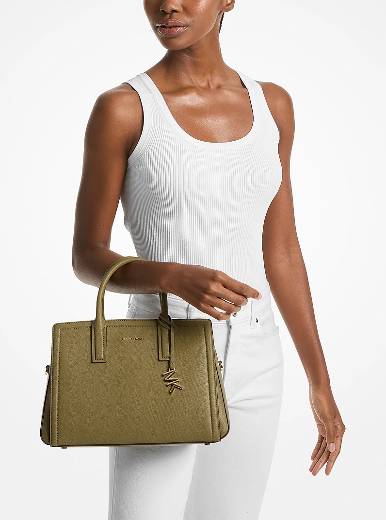 【マイケルコース】LAILA ライラ　ミディアム　2way ハンドバッグ　カーキ Laila Medium Leather Satchel in SAFARI GREEN - Sale | Michael Kors