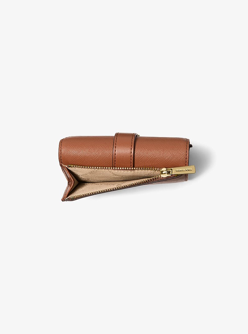 Greenwich Medium Saffiano Leather Trifold Wallet in BLACK - Sale
