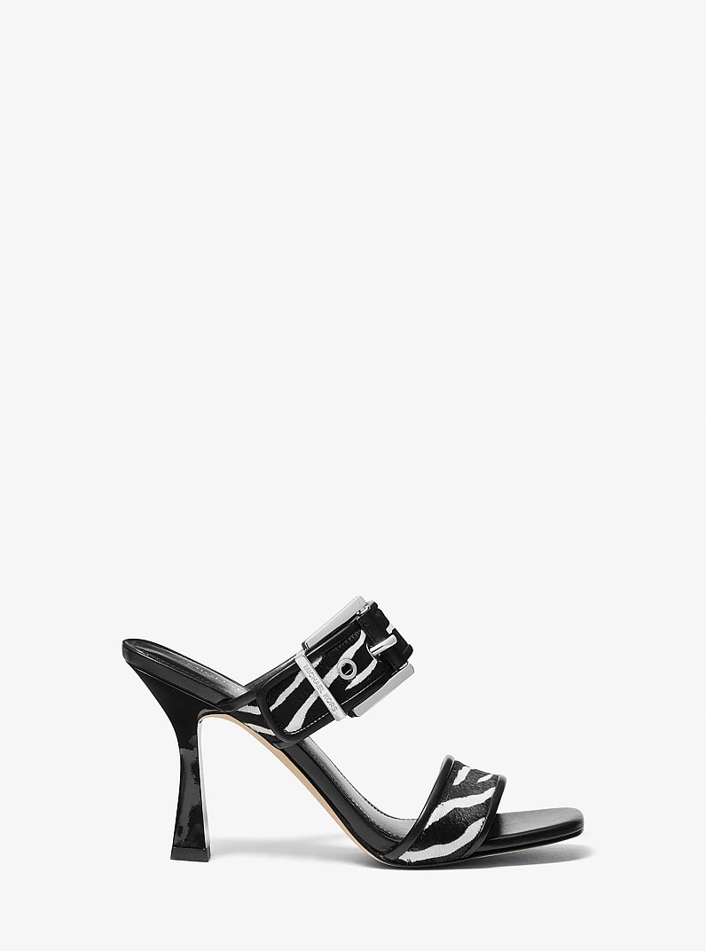 Colby Zebra Print Calf Hair Sandal in BLACK COMBO | Michael Kors