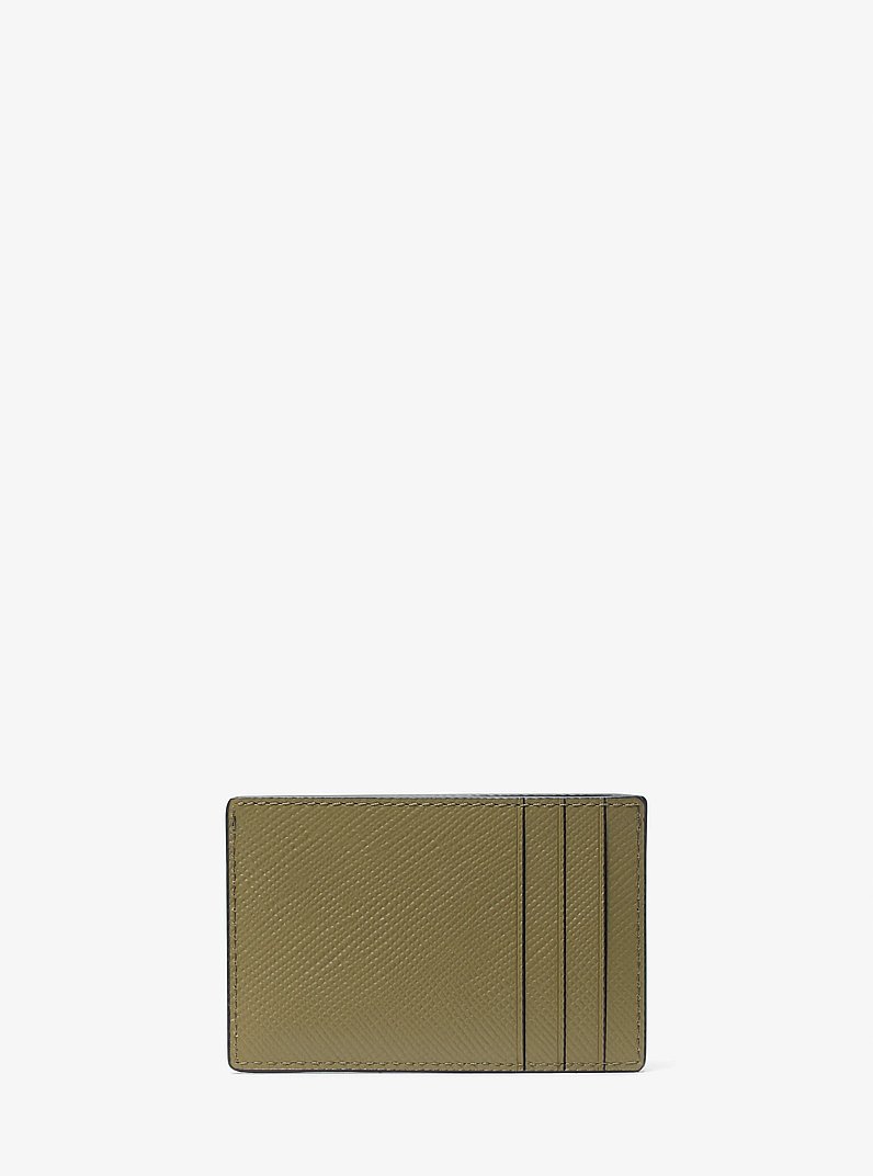Edison Saffiano Leather Card Case in SAFARI GREEN | Michael Kors