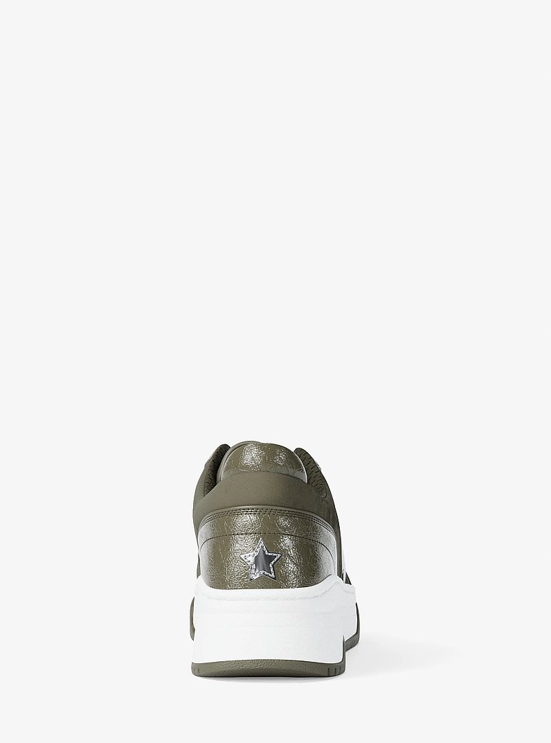 Lexi Embellished Mixed-Media Sneaker in OLIVE | Michael Kors