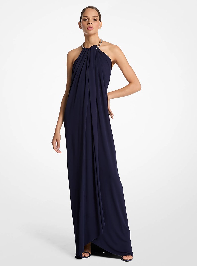 Crepe Jersey Necklace Gown in MARITIME | Michael Kors